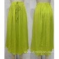 Fluorescent Green Adjustable Elastic Waist Midi Skirt